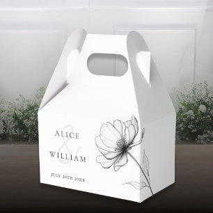 Ballotins Mariage Minimaliste Élégant Dessin au Trait Floral