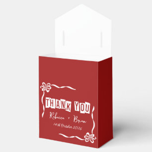 Ballotins Mariage minimaliste en Merci rouge et blanc