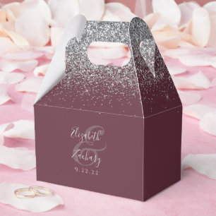 Ballotins Mariage Moderne Burgundy Pailleté Argent