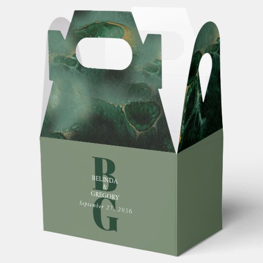 Ballotins Mariage moderne en marbre vert (Ouvert)