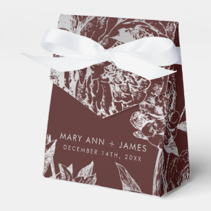 Ballotins Mariage Moderne Simple Floral Argent Bourgogne