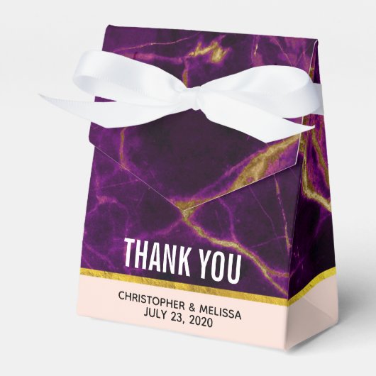 Ballotins Mariage moderne violet et or marbre Abstrait (Verso)