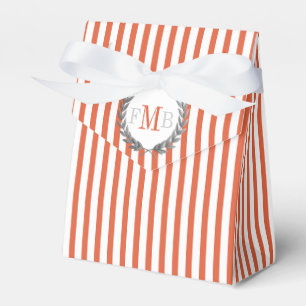 Ballotins Mariage monogramme à rayures orange et blanche