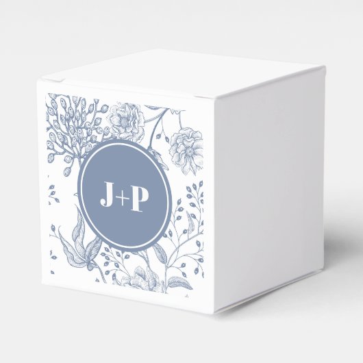 Ballotins Mariage Monogramme Bleu Floral Pervenche (Verso)