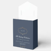 Ballotins mariage monogramme bleu marine classique en or crê (Ouvert)