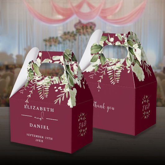 Ballotins Mariage Monogramme de Fleurs de Verdure de Bourgog