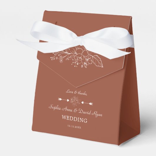 Ballotins Mariage monogramme en terre cuite florale minimali (Verso)