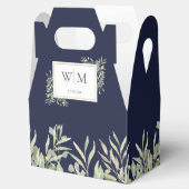 Ballotins Mariage Monogramme Feuillage Bleu Marine (Ouvert)