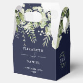 Ballotins Mariage Monogramme Floral Vert Navy Blue (Ouvert)