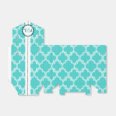 Ballotins Mariage monogramme marocain blanc turquoise (Déplié)