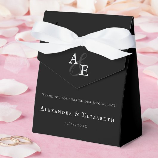 Ballotins Mariage Monogramme minimaliste noir (Mariage)