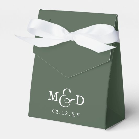 Ballotins Mariage Monogramme moderne classique vert (Verso)