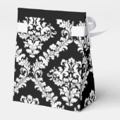 Ballotins Mariage monogramme noir, blanc damassé (Arrière)