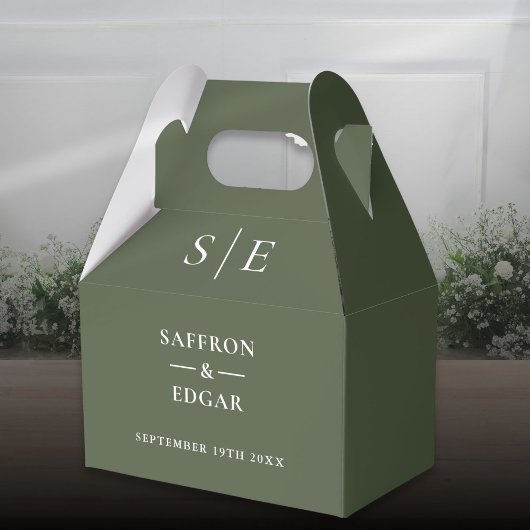 Ballotins Mariage Monogramme Vert Olive