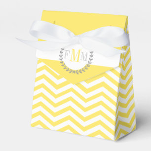 Ballotins Mariage motif de zigzag de chevron jaune et blanc