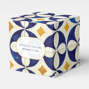 Ballotins Mariage Motif vintage bleu et jaune portugais