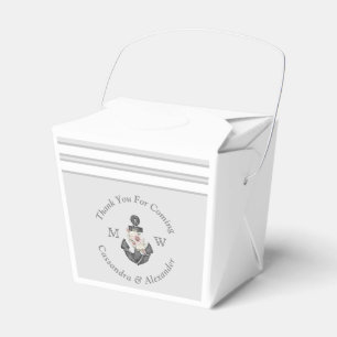 Ballotins Mariage nautique Ancre florale gris argenté