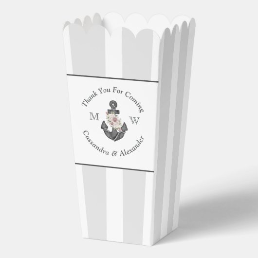 Ballotins Mariage nautique Ancre florale gris argenté (Recto)