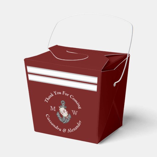 Ballotins Mariage nautique Ancre florale Maroon Bourgogne ro (Verso)