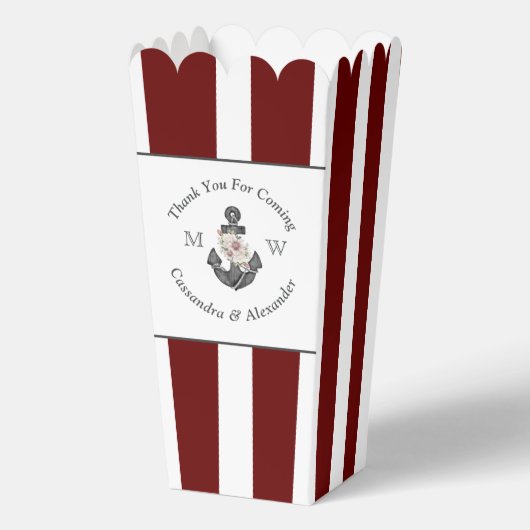 Ballotins Mariage nautique Ancre florale Maroon Bourgogne ro (Recto)