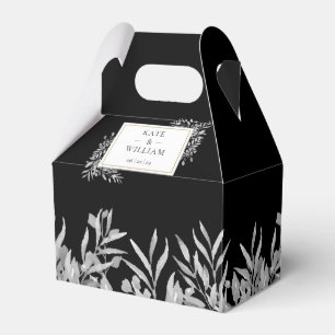 Ballotins Mariage noir et blanc avec feuillage doré 