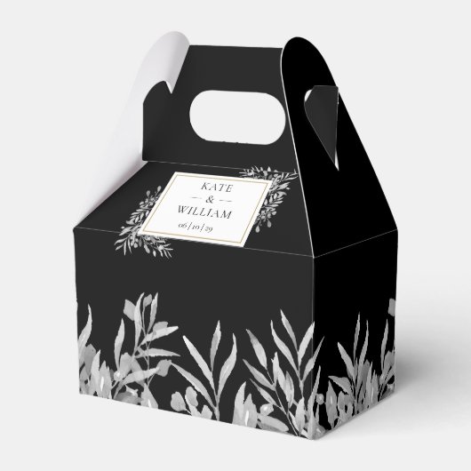 Ballotins Mariage noir et blanc avec feuillage doré (Verso)
