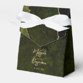 Ballotins Mariage Olive Verte Agate Or Écriture Script (Verso)