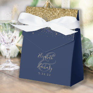 Ballotins Mariage Paillettes Or Bleu Navy Moderne