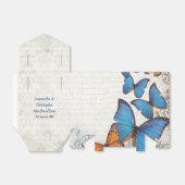 Ballotins mariage papillon bleu vintage (Déplié)