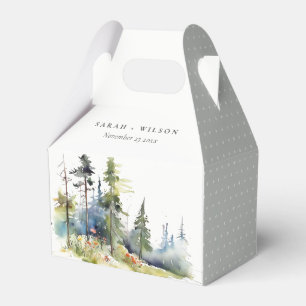 Ballotins Mariage paysager Chic Watercolor Pine Forest