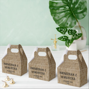 Ballotins Mariage personnalisé rustique burlap motif nature