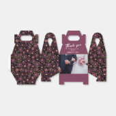 Ballotins Mariage Photo Bourgogne Fleur Motif Merci (Déplié)