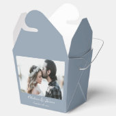 Ballotins Mariage photo Dusty Blue Elegant Calligraphy (Ouvert)