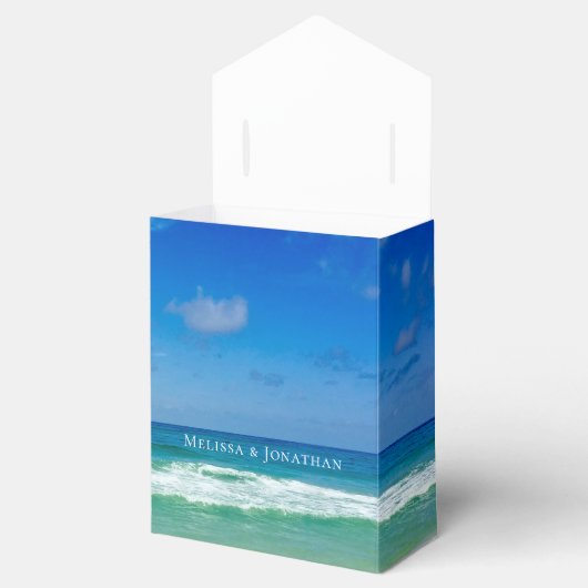 Ballotins Mariage plage Océan tropical Vagues bleu moderne (Ouvert)