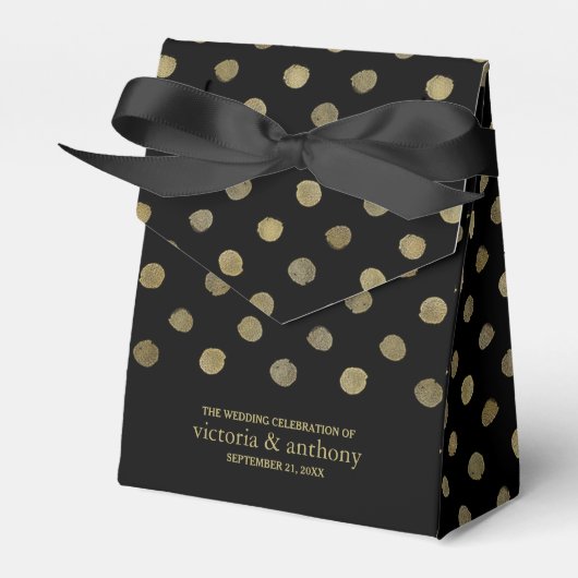 Ballotins Mariage Pois moderne Black & Gold (Verso)