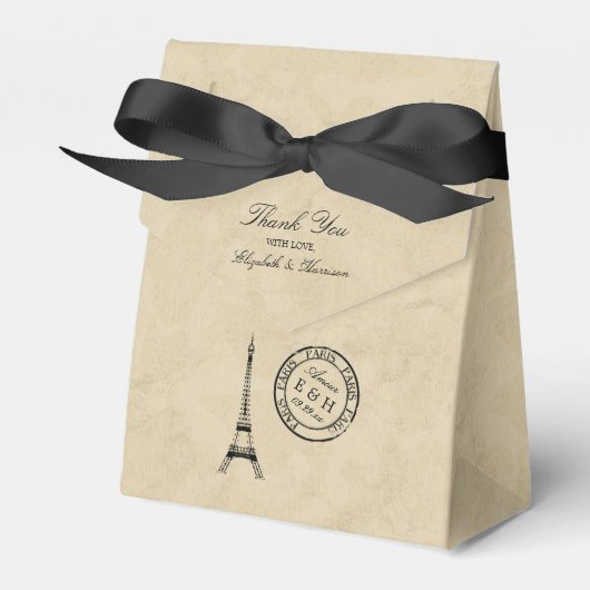 Ballotins Mariage postal vintage Tour Eiffel Paris (Verso)