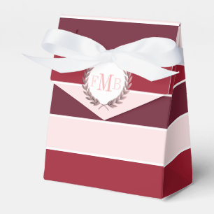 Ballotins Mariage rayures bordeaux et rose et initiales