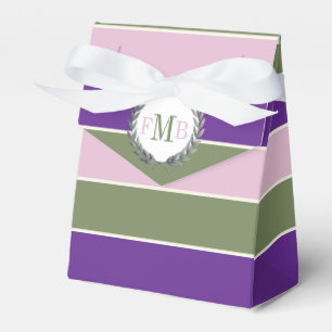Ballotins Mariage rayures rose violet et vert et initiales