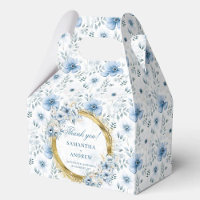 Mariage Romantique Aquarelle Pastel Bleu Or Remerc