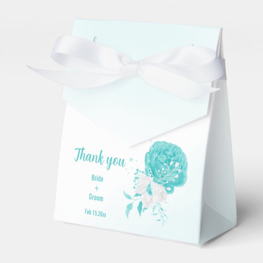 Ballotins mariage romantique aux fleurs turquoise (Verso)