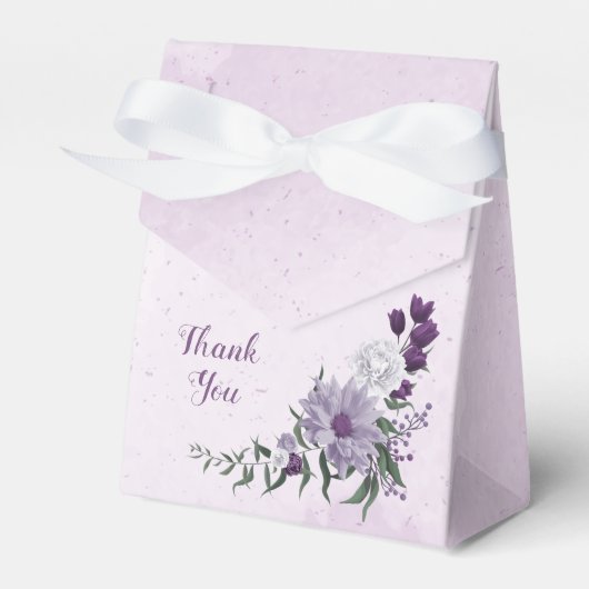 Ballotins Mariage romantique fleurs blanches violettes verdu (Verso)