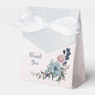 Ballotins Mariage romantique fleurs bleues roses verdure