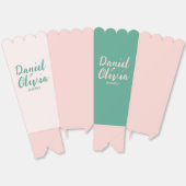 Ballotins Mariage rose et vert ondulé (Déplié)