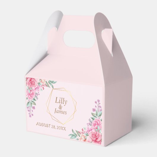 Ballotins Mariage rose floral (Verso)