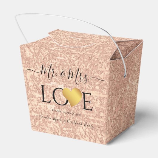 Ballotins Mariage Rose Gold Coeur Nom du script M. et Mme T (Arrière)