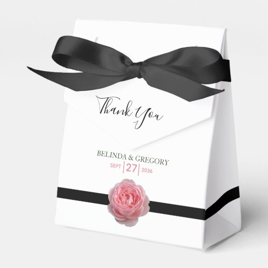 Ballotins Mariage Ruban Noir Rose Rose (Verso)