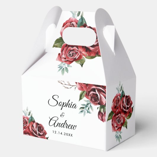 Ballotins Mariage rustique Marsala Red Rose (Recto)