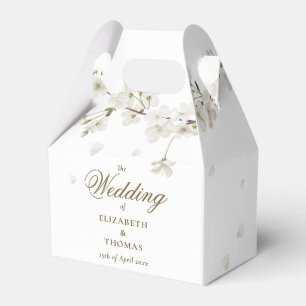 Ballotins Mariage Script Floral Blanc Blossom Or