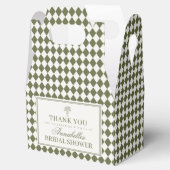 Ballotins Mariage Shower à carreaux Harlequin vert olive (Ouvert)