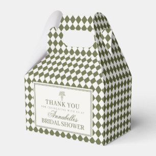 Ballotins Mariage Shower à carreaux Harlequin vert olive